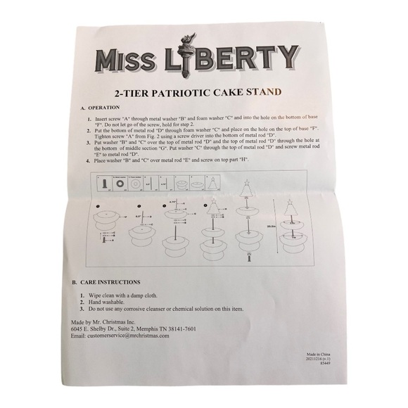 Miss Liberty‎ Red White Blue Decor Holiday Cake Stand NEW by Mr Christmas NEW - Picture 14 of 16